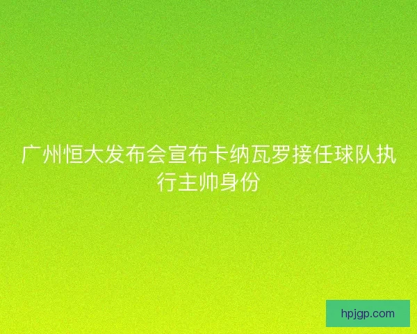广州恒大发布会宣布卡纳瓦罗接任球队执行主帅身份